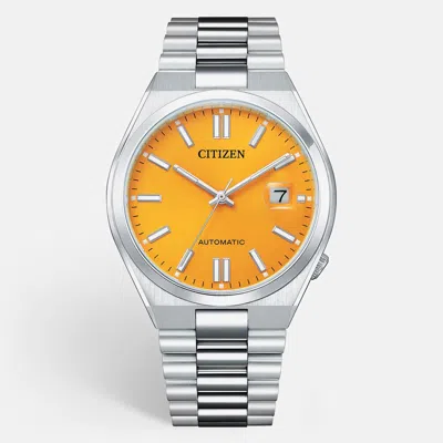 Pre-owned Citizen Tsuyosa Nj0150-56z Sunray Yellow Dial Stainless Steel Men's Wristwatch 40 Mm