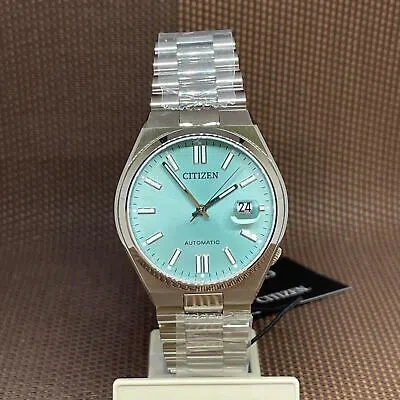 Pre-owned Citizen Tsuyosa Nj0151-88m Automatic Turquoise Analog Sapphire Glass Men's Watch