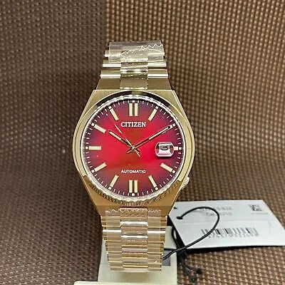 Pre-owned Citizen Tsuyosa Nj0153-82x Red Dial Analog Automatic Gold Tone Men's Dress Watch