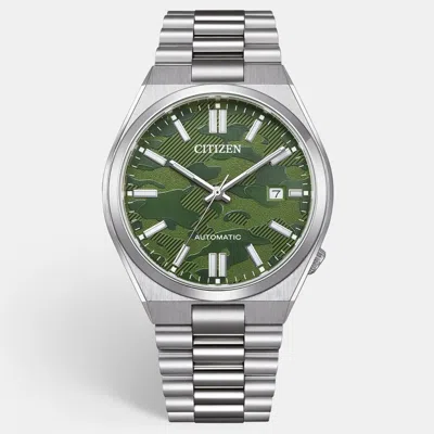 Pre-owned Citizen Tsuyosa Nj0159-86x Green Dial Stainless Steel Men's Wristwatch 40 Mm