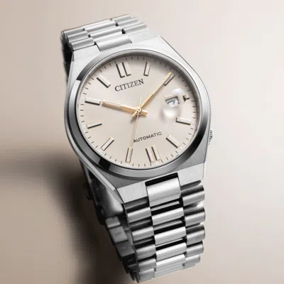 Pre-owned Citizen Tsuyosa Njo151-88w Automatic Beige Dial Stainless Steel Sapphire