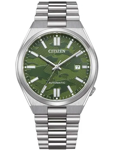 Pre-owned Citizen Tsuyosa Sapphire Crystal Automatic Green Dial Men's Watch Nj0159-86x