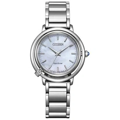 Pre-owned Citizen Watch Eco Drive Waterproof Black With Replacement Strap Diamond White Pe In Silver