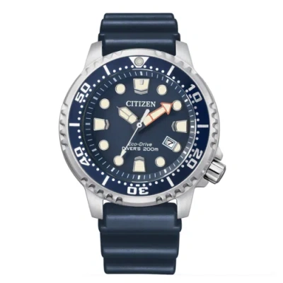 Pre-owned Citizen Watch Promaster Diver Eco Drive 200mt 44mm Blue Dial Silicone Bn0151-17l