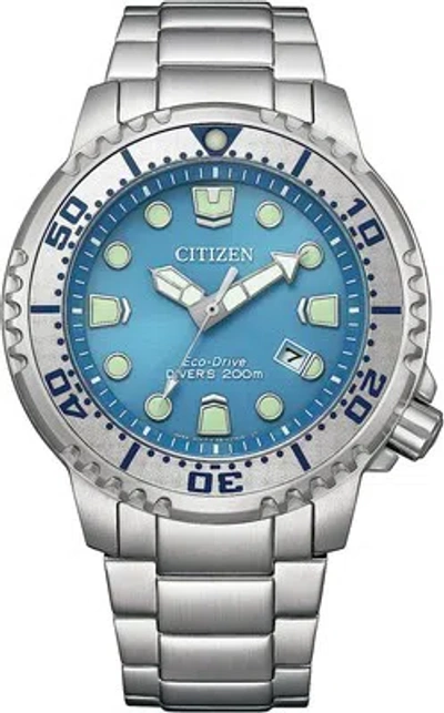 Pre-owned Citizen Watch Promaster Eco-drive Diver 200m Ice Blue Bn0165-55l Men&39;s Silve