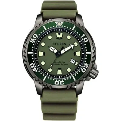 Pre-owned Citizen Watch Promaster Marine Eco-drive Diver 20 Atm Bn0157-11x Men's Khaki