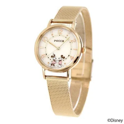 Pre-owned Citizen Watch Wicca Disney Collection Mickey & Minnie Special Model Gold&gift