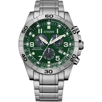 Citizen Weekender Eco-drive Chronograph Bracelet Watch, 44mm In Silver