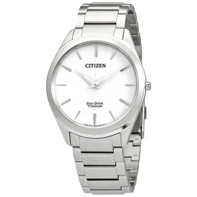 Citizen White Dial Titanium Men's Watch Bj6520-82a In Grey/white