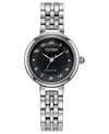 Citizen Womens Silver Tone Stainless Steel Bracelet Watch Em0990-81e In Black