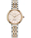 Citizen Womens Two Tone Stainless Steel Bracelet Watch Em0996-84y In Metallic
