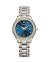Citizen Silhouette Crystal Womens Crystal Accent Two Tone Stainless Steel Bracelet Watch Fe1234-50l In Blue/two-tone