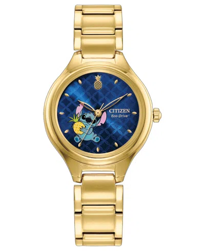 Citizen Women's Disney Stich In Time Gold-tone Stainless Steel Bracelet Watch 29mm