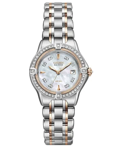 Pre-owned Citizen Women's Eco-drive Signature Quattro Diamond Stainless Steel Watch $1,295