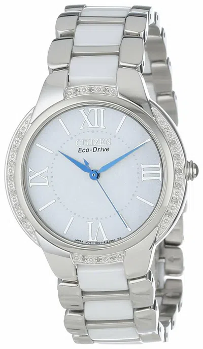 Pre-owned Citizen Women's Em0170-50a Eco-drive Ciena Ceramic Diamond Accented Watch
