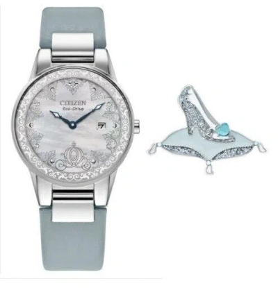 Pre-owned Citizen Womens  Eco Drive Disney Cinderella Box Set Quartz Watch Pin $500 W32