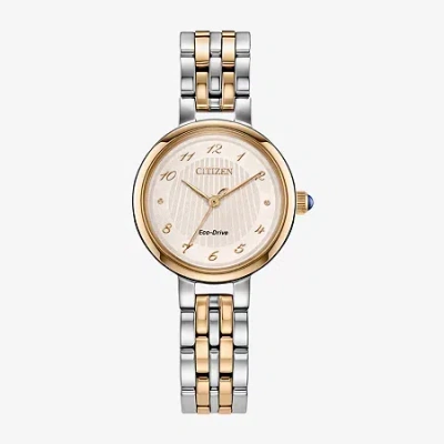 Citizen Womens Two Tone Stainless Steel Bracelet Watch Em0996-84y In Metallic
