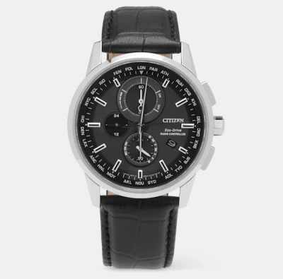 Pre-owned Citizen World Chronograph A-t Eco-drive Radio Controlled Men's Watch At8110-02e