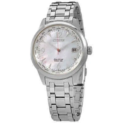 Pre-owned Citizen World Time Mop Dial Ladies Watch Fc8001-87d