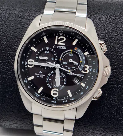 Pre-owned Citizen World Time Radio Controlled Men's Watch Stainless Steel Cb5921-59e