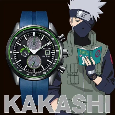 Pre-owned Citizen X Naruto Limited Collaboration Kakashi Ca0597-24e Eco-drive Watch Men
