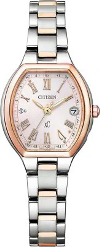 Pre-owned Citizen Xc Eco-drive Es9364-57w Pink Dial Solor Radio Women's Watch