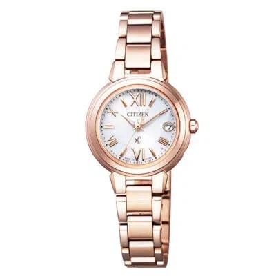 Pre-owned Citizen Xc Eco-drive Es9435-51a White Solor Radio Women's Watch In Box