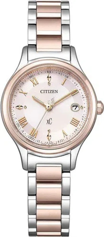 Pre-owned Citizen Xc Es9496-64w Hikari Collection Pink Dial Eco-drive Titanium Women Watch