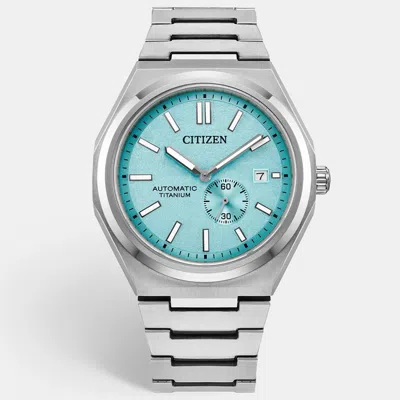 Pre-owned Citizen Zenshin Nj0180-80m Light Green Dial Duratect / Super Titanium Men's Wristwatch 40 Mm In Grey