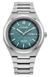 Citizen Zenshin Mens Silver Tone Bracelet Watch Aw0130-85x In Multi