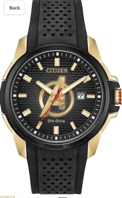 Pre-owned Citizen S Men's Eco-drive Marvel Avengers Watch, Gold Tone Aw1155-03w. In Box