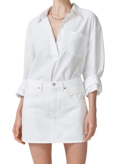 Citizen Of Humanity Aave Oversized Cuff Shirt In Oxford White In Multi
