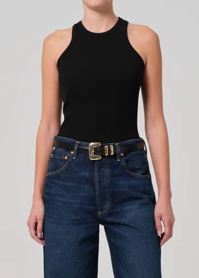 Citizens Of Humanity Akira Ribbed Stretch Tank Top In Black In White
