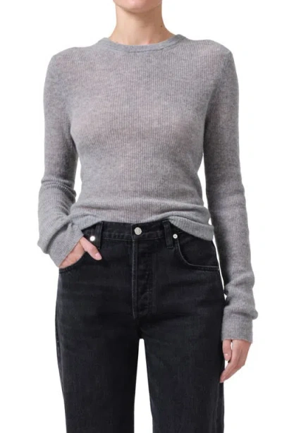 Citizens Of Humanity Alessia Wool & Cashmere Blend Rib Top In Dark Heather Grey