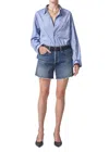 Citizen Of Humanity Annabelle Long Vintage Relaxed Shorts In Blue