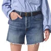 Citizen Of Humanity Marlow High Waist Long Organic Cotton Denim Shorts In Multi
