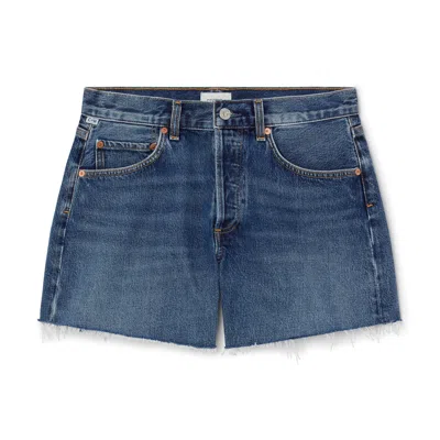 Citizens Of Humanity Annabelle Long Vintage Relaxed Shorts In Blue