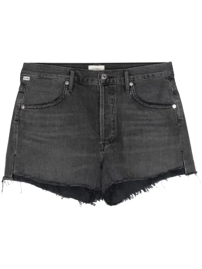 Citizens Of Humanity Annabelle Raw-cut Denim Shorts In Black