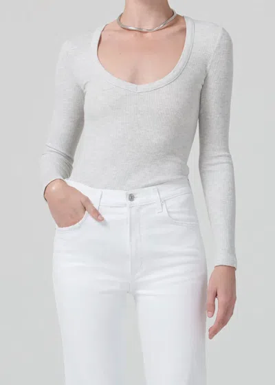 Citizens Of Humanity Anouk Long Sleeve V-neck In Heather Grey