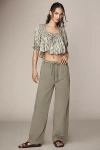 Citizens Of Humanity Aurora Cotton And Linen-blend Wide-leg Pants In Green
