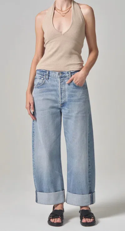 Citizen Of Humanity Ayla Baggy Cuffed Crop Jeans In Gemini In Blue