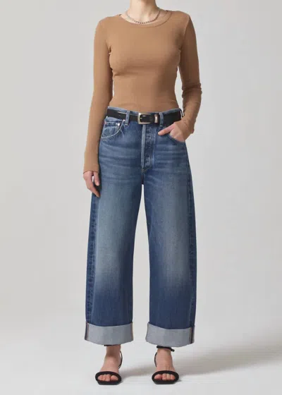 Citizens Of Humanity Ayla Baggy Cuffed Cropped Jeans In Blue