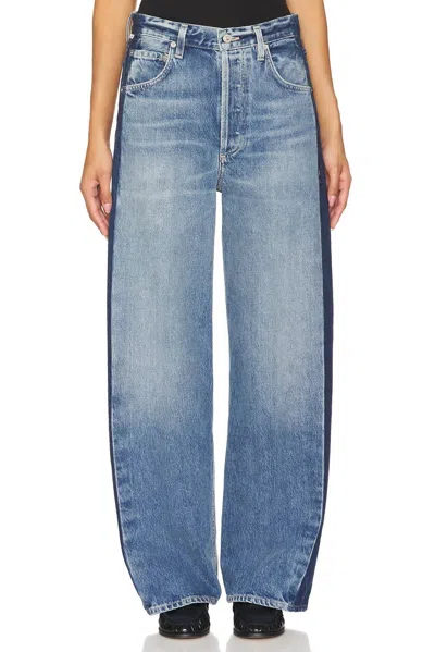 Citizen Of Humanity Ayla Baggy Tuxedo Stripe Jeans In Drome In Blue