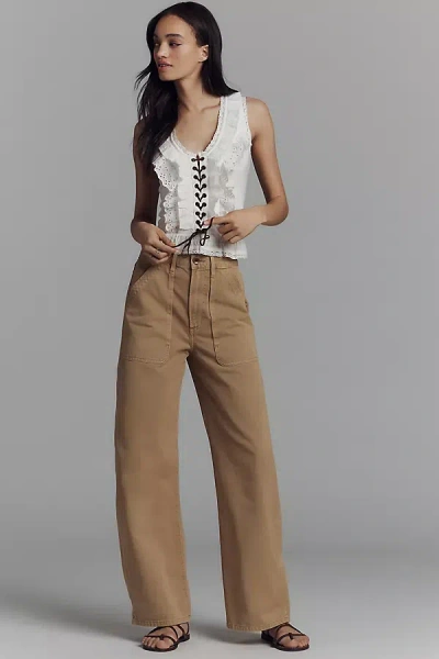 Citizens Of Humanity Ayla Cargo High-rise Wide-leg Pants In Beige