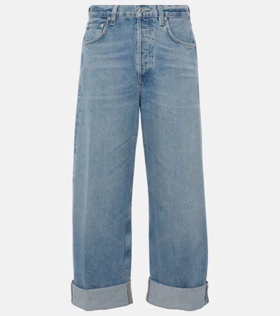 Citizen Of Humanity Ayla Cropped Wide-leg Jeans In Blue