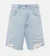 Citizens Of Humanity Ayla Distressed High Waist Cutoff Denim Bermuda Shorts In Blue