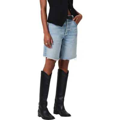 CITIZEN OF HUMANITY CITIZENS OF HUMANITY AYLA DISTRESSED HIGH WAIST CUTOFF DENIM BERMUDA SHORTS