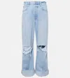 Citizen Of Humanity Ayla Distressed Mid-rise Wide-leg Jeans In Blue