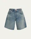 Citizen Of Humanity Ayla Frayed Long Denim Shorts In Babylonia