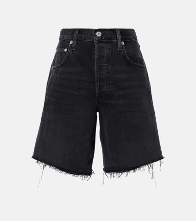 Citizens Of Humanity Black Ayla Denim Shorts In Voila Washed B